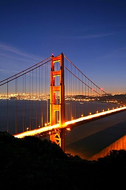 Golden Gate Bridge at dusk, San Francisco, California, United States of America