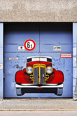 Garage exit with graffiti, Munich, Bavaria, Germany, Europe