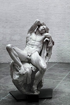 The large sleeping Satyr "der Barberinische Faun", Barberini Faun, Glyptothek museum, Munich, Bavaria, Germany, Europe