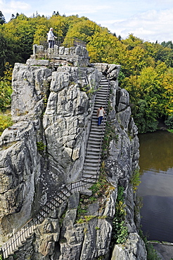 Externsteine sandstone rock formation, nature reserve, Horn Bad Meinberg, Teutoburg Forest, Kreis Lippe district, North Rhine-Westphalia, Germany, Europe