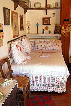 Wedding bed, Lychnostatis Open Air Museum, Museum of the traditional Cretan life, Hersonissos, Crete, Greece, Europe