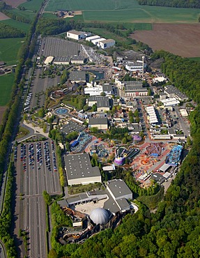 Aerial photo, Movie Park amusement park, Kirchhellen, Bottrop, Ruhr area, North Rhine-Westphalia, Germany, Europe