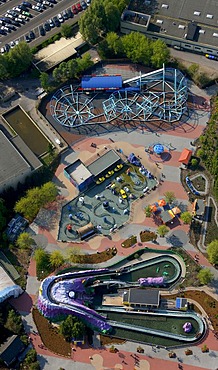 Aerial photo, Movie Park amusement park, Kirchhellen, Bottrop, Ruhr area, North Rhine-Westphalia, Germany, Europe