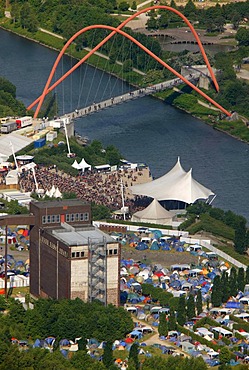 Aerial photo, Rock Hard Festival, BuGa Grounds, Ge-Horst, Rhein-Herne Canal, Buer, Gelsenkirchen, Ruhr area, North Rhine-Westphalia, Germany, Europe