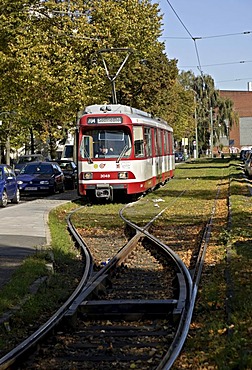 Rheinbahn Tram Type GT85, at terminus Derendorf Nord, Duesseldorf, North Rhine-Westphalia, Germany, Europe