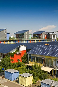 Solar Village with solar roofs, Freiburg, Baden-Wuerttemberg, Germany, Europe