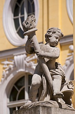 Baroque cherub on Cosel Palace, historic town centre, Dresden, Saxony, Germany, Europe