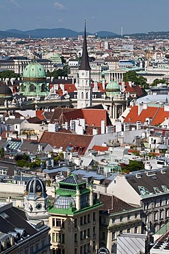 View from St. Stephen's Cathedral on the city with Hofburg and Parliament, Vienna, Austria, Europe