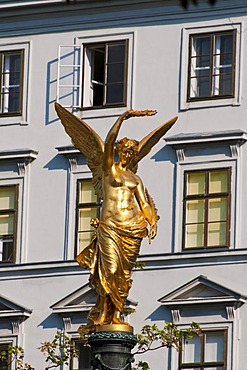 Golden angel at the Moelker Bastei fortification, Vienna, Austria, Europe