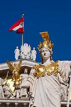 Parlament parliament building, Pallas Athene statue, Ringstrasse street, Vienna, Austria, Europe