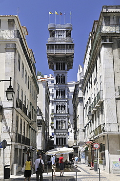 Elevator, Elevador de Santa Justa or Elevador do Carmo, connecting the districts of Baixa and Chiado, Lisbon, Portugal, Europe