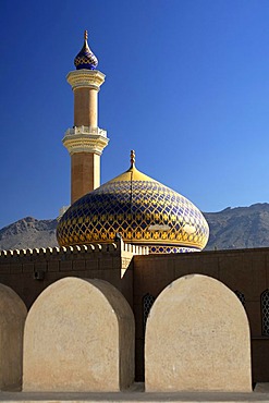 Minaret and dome of the Great Mosque in Nizwa, Sultanate of Oman, Middle East