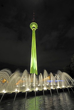 Berlin's TV tower, illuminated, Festival of Lights 2009, Alexanderplatz, Berlin, Germany, Europe