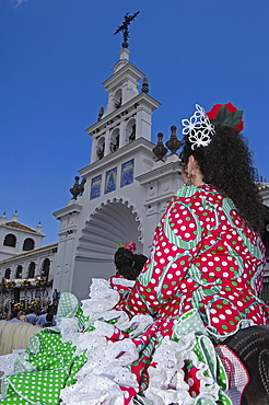 Pilgrims at El Rocio village, "Romeria", pilgrimage, to El Rocio, Almonte, Huelva province, Andalucia, Spain, Europe