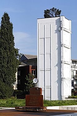 Remnants of a storage building, Garten der Erinnerungen Garden of Memories by Dani Karavan, inner harbor, Duisburg, Ruhrgebiet area, North Rhine-Westphalia, Germany, Europe