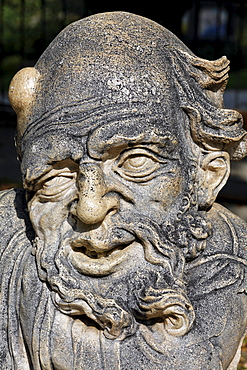 Bearded dwarf with a bump on the head, sculpture series of crippled people from the Baroque period, Zwergelgarten, Mirabellgarten Mirabell Palace gardens, Salzburg, Austria, Europe