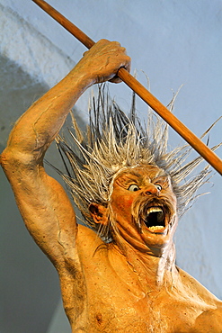 Attacking Celtic warrior with spear, war cry, life-like figure, Keltenmuseum Celtic museum, Hallein, Salzburger Land region, Salzburg, Austria, Europe