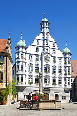 Market Square with City Hall, Memmingen, Allgaeu, Bavaria, Germany, Europe