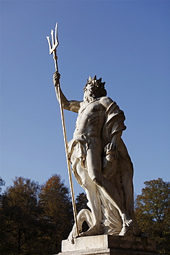 Neptune statue, Grosse Kaskade cascades, Nymphenburg Park, Munich, Upper Bavaria, Bavaria, Germany, Europe