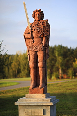 Roland statue of the Roland town Halberstadt in the Rolandpark, Belgern, North Saxony, Saxony, Germany, Europe