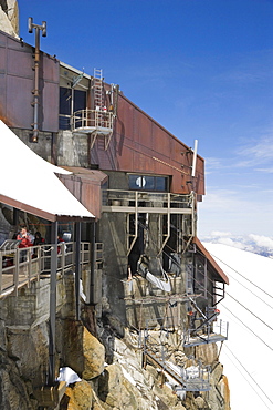 Funicular station at the Aiguille Du Midi, Chamonix, Mont Blanc Massif, Alps, France, Europe