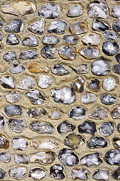 Flint as a building material for the traditional walls and facades in Southern England, England, UK, Europe