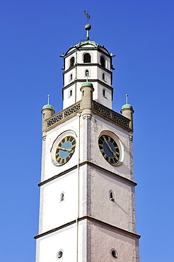 Details of the Blaserturm tower in the historic old town of Ravensburg, Ravensburg county, Baden-Wuerttemberg, Germany, Europe