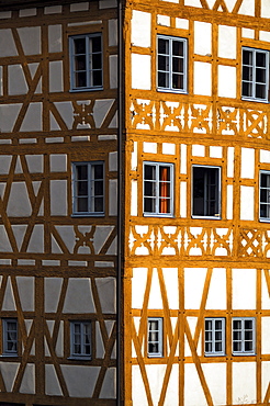 Detail of the timber-framed old town hall, 1461, Obere Bruecke 1, Bamberg, Upper Franconia, Bavaria, Germany, Europe