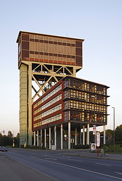 Hammerhead tower of the former Zeche Minister Stein mine, today office building and service center, Dortmund, North Rhine-Westphalia, Germany, Europe