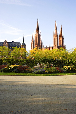 Market Church and Town Hall in Wiesbaden, Hesse, Germany, Europe