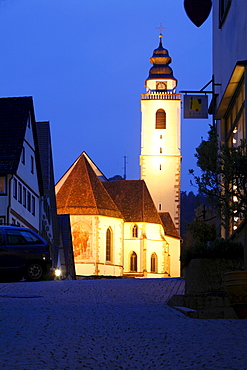 The historic center with the landmark Stiftskirche zum Heiligen Kreuz collegiate church, Horb am Neckar, Landkreis Freudenstadt district, Baden-Wuerttemberg, Germany, Europe