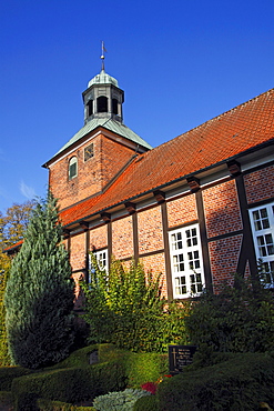 Timber-framed church with cemetery, Eichede, Kreis Stormarn district, Schleswig-Holstein, Germany, Europe