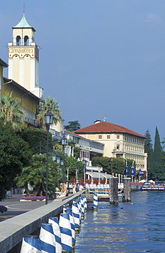 Waterfront with the Grand Hotel in Gardone Riviera, Lake Garda, Italy, Europe