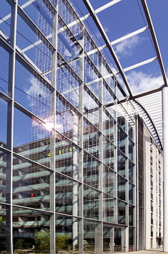 Modern high-rise office complex, skyscraper Uptown Munich, second-tallest building in Munich, Georg-Brauchle-Ring, Munich, Bavaria, Germany, Europe