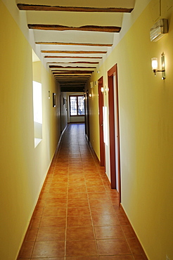 Corridor, hall, Convento Nuestra Senora del Carmen, monastery, hostel, hotel, Carmelitas Descazos, Carmelites, Caravaca de la Cruz, sacred city, Murcia, Spain, Europe