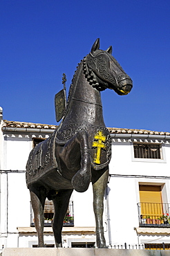 Monument, Plaza de los Caballos del Vino, wine horses, tradition, square, Caravaca de la Cruz, sacred city, Murcia, Spain, Europe