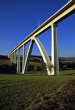 Modern ICE Railway viaduct near Melsungen, Hesse, Germany