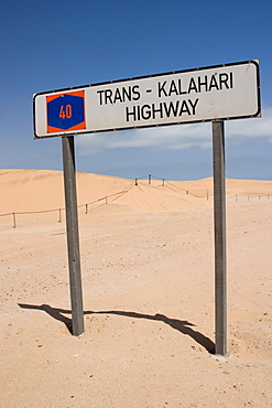 Trans-Kalahari highway, road sign, Botswana, Africa