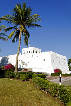 Historic adobe fortification Sohar Fort or Castle, Batinah Region, Sultanate of Oman, Arabia, Middle East