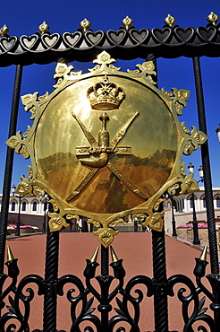 Emblem of Oman, Al Alam Palace of Sultan Qaboos, Muscat, Sultanate of Oman, Arabia, Middle East