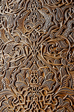 Carved wooden door at the Sultan Qaboos Grand Mosque, Muscat, Sultanate of Oman, Arabia, Middle East