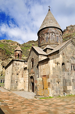 Historic Armenian Orthodox church at Geghard monastery near Garni, UNESCO World Heritage Site, Kotayk region, Armenia, Asia