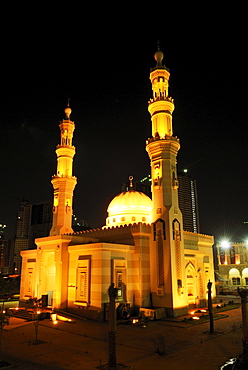 Mosque at Al Qasba Canal, Emirate Sharjah, United Arab Emirates, Arabia, Middle East, West Asia