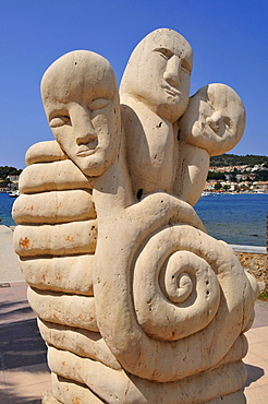 Sculptures on Platja den Repic Beach, Port de Soller, Majorca, Balearic Islands, Spain, Europe