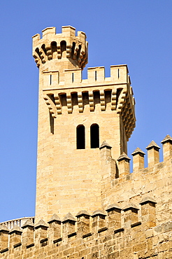 Tower of the Llotja dels Mercader, one of the masterpieces of bourgeois, Gothic architecture, Palma de Majorca, Majorca, Balearic Islands, Spain, Europe