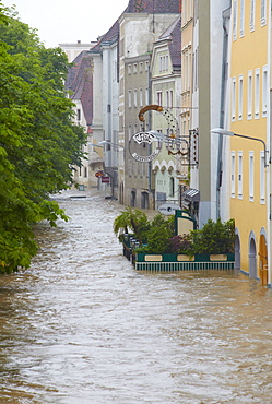 Enns floodwater in Steyr, Upper Austria, Austria, Europe