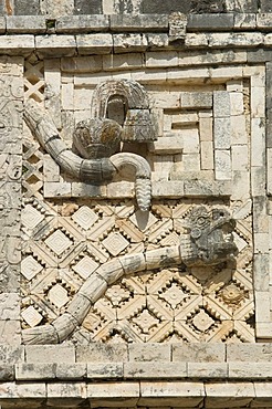 Uxmal, UNESCO World Heritage Site, Cuadrangulo de las Monjas, The Nunnery Quadrangle, wall carvings, Yucatan, Mexico