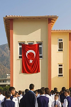 School children paying homage to Mustapha Kemal Atatuerk, Didyma, Turkey