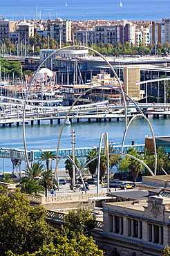 Ones' sculpture by Andreu Alfaro at Barcelona port, Catalonia, Spain, Europe