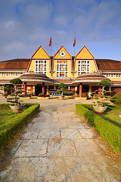 Building of the old railway station, Dalat, Central Highlands, Vietnam, Asia